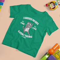100th Day Of School T Shirt For Kid Funny Cat Everything Is Fine I Survived 100 Days - Wonder Print Shop
