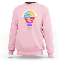 100th Day Of School Sweatshirt 100 Days Smarter Kinder Stronger Brighter Brave - Wonder Print Shop
