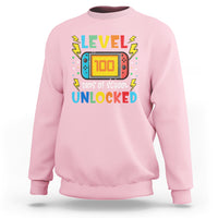 100th Day Of School Sweatshirt Level 100 Days Unlocked Video Game Funny Gamer - Wonder Print Shop