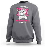 Valentine's Day Sweatshirt Happy Meowentine Cute Cat Kisses - Wonder Print Shop