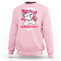 Valentine's Day Sweatshirt Happy Meowentine Cute Cat Kisses - Wonder Print Shop