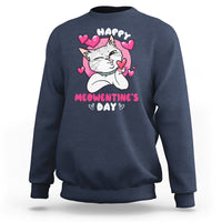 Valentine's Day Sweatshirt Happy Meowentine Cute Cat Kisses - Wonder Print Shop