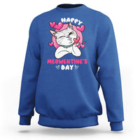 Valentine's Day Sweatshirt Happy Meowentine Cute Cat Kisses - Wonder Print Shop