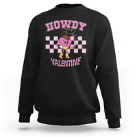 Valentine's Day Sweatshirt Howdy Valentine Heart Retro Groovy - Wonder Print Shop