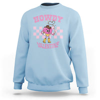 Valentine's Day Sweatshirt Howdy Valentine Heart Retro Groovy - Wonder Print Shop