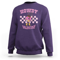 Valentine's Day Sweatshirt Howdy Valentine Heart Retro Groovy - Wonder Print Shop