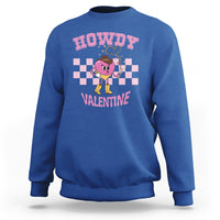 Valentine's Day Sweatshirt Howdy Valentine Heart Retro Groovy - Wonder Print Shop