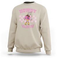 Valentine's Day Sweatshirt Howdy Valentine Heart Retro Groovy - Wonder Print Shop