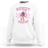 Valentine's Day Sweatshirt Howdy Valentine Heart Retro Groovy - Wonder Print Shop