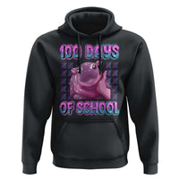 100th Day Of School Hoodie Cute Moo Deng Baby Hippo 100 Days