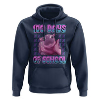 100th Day Of School Hoodie Cute Moo Deng Baby Hippo 100 Days
