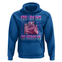 100th Day Of School Hoodie Cute Moo Deng Baby Hippo 100 Days