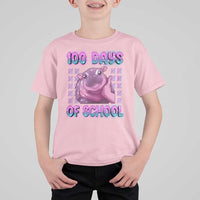 100th Day Of School T Shirt For Kid Cute Moo Deng Baby Hippo 100 Days - Wonder Print Shop