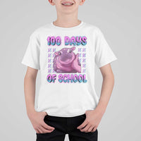 100th Day Of School T Shirt For Kid Cute Moo Deng Baby Hippo 100 Days - Wonder Print Shop