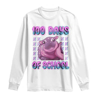 100th Day Of School Long Sleeve Shirt Cute Moo Deng Baby Hippo 100 Days