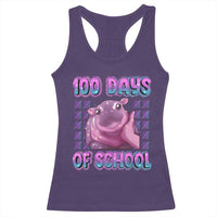 100th Day Of School Racerback Tank Top Cute Moo Deng Baby Hippo 100 Days