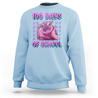 100th Day Of School Sweatshirt Cute Moo Deng Baby Hippo 100 Days - Wonder Print Shop
