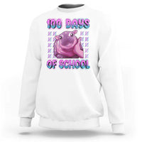 100th Day Of School Sweatshirt Cute Moo Deng Baby Hippo 100 Days - Wonder Print Shop