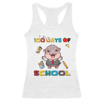 Moo Deng 100th Day Of School Racerback Tank Top Cute Baby Hippo 100 Days