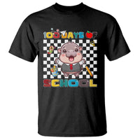 Moo Deng 100th Day Of School T Shirt Cute Baby Hippo 100 Days - Wonder Print Shop