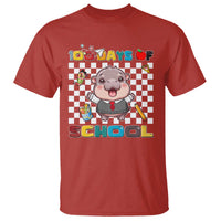 Moo Deng 100th Day Of School T Shirt Cute Baby Hippo 100 Days - Wonder Print Shop