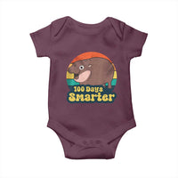 100th Day Of School Baby Onesie Moo Deng 100 Days Smarter Retro Baby Hippo