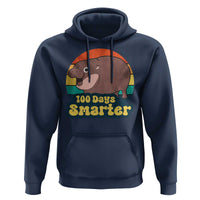 100th Day Of School Hoodie Moo Deng 100 Days Smarter Retro Baby Hippo