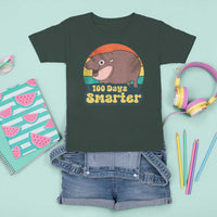 100th Day Of School T Shirt For Kid Moo Deng 100 Days Smarter Retro Baby Hippo - Wonder Print Shop