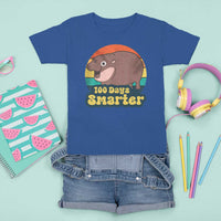 100th Day Of School T Shirt For Kid Moo Deng 100 Days Smarter Retro Baby Hippo - Wonder Print Shop