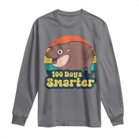 100th Day Of School Long Sleeve Shirt Moo Deng 100 Days Smarter Retro Baby Hippo