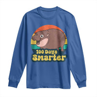 100th Day Of School Long Sleeve Shirt Moo Deng 100 Days Smarter Retro Baby Hippo