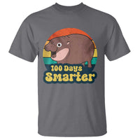 100th Day Of School T Shirt Moo Deng 100 Days Smarter Retro Baby Hippo - Wonder Print Shop