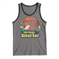 100th Day Of School Tank Top Moo Deng 100 Days Smarter Retro Baby Hippo