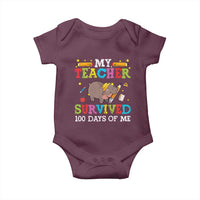 Funny Moo Deng 100th Day Of School Baby Onesie My Teacher Survived 100 Days Of Me