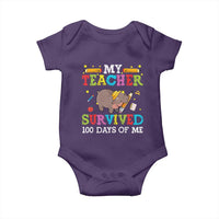 Funny Moo Deng 100th Day Of School Baby Onesie My Teacher Survived 100 Days Of Me