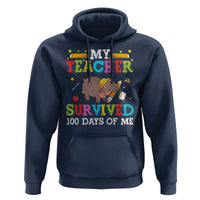 Funny Moo Deng 100th Day Of School Hoodie My Teacher Survived 100 Days Of Me