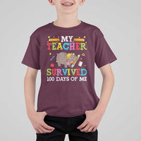Funny Moo Deng 100th Day Of School T Shirt For Kid My Teacher Survived 100 Days Of Me - Wonder Print Shop