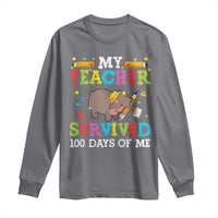 Funny Moo Deng 100th Day Of School Long Sleeve Shirt My Teacher Survived 100 Days Of Me