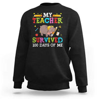 Funny Moo Deng 100th Day Of School Sweatshirt My Teacher Survived 100 Days Of Me - Wonder Print Shop
