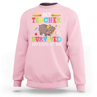 Funny Moo Deng 100th Day Of School Sweatshirt My Teacher Survived 100 Days Of Me - Wonder Print Shop