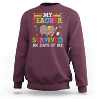 Funny Moo Deng 100th Day Of School Sweatshirt My Teacher Survived 100 Days Of Me - Wonder Print Shop