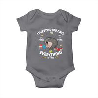 Funny Moo Deng 100th Day Of School Baby Onesie I Survived 100 Days Everything Is Fine
