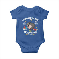 Funny Moo Deng 100th Day Of School Baby Onesie I Survived 100 Days Everything Is Fine