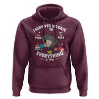 Funny Moo Deng 100th Day Of School Hoodie I Survived 100 Days Everything Is Fine