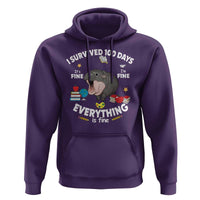 Funny Moo Deng 100th Day Of School Hoodie I Survived 100 Days Everything Is Fine