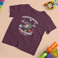 Funny Moo Deng 100th Day Of School T Shirt For Kid I Survived 100 Days Everything Is Fine - Wonder Print Shop