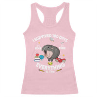 Funny Moo Deng 100th Day Of School Racerback Tank Top I Survived 100 Days Everything Is Fine