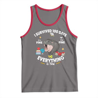 Funny Moo Deng 100th Day Of School Tank Top I Survived 100 Days Everything Is Fine