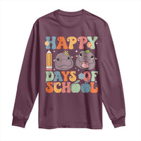 Happy 100 Days Of School Cute Moo Deng Long Sleeve Shirt