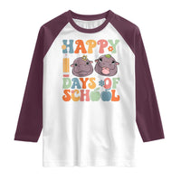 Happy 100 Days Of School Cute Moo Deng Raglan Shirt